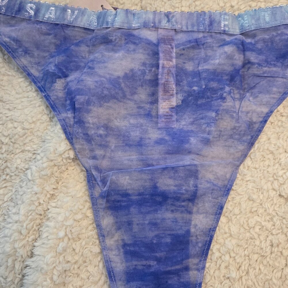 BNWT Savage X Fenty Undie Curvy Printed Lace Brazilian Purple Rain Tie Dye, 2X - Picture 3 of 3